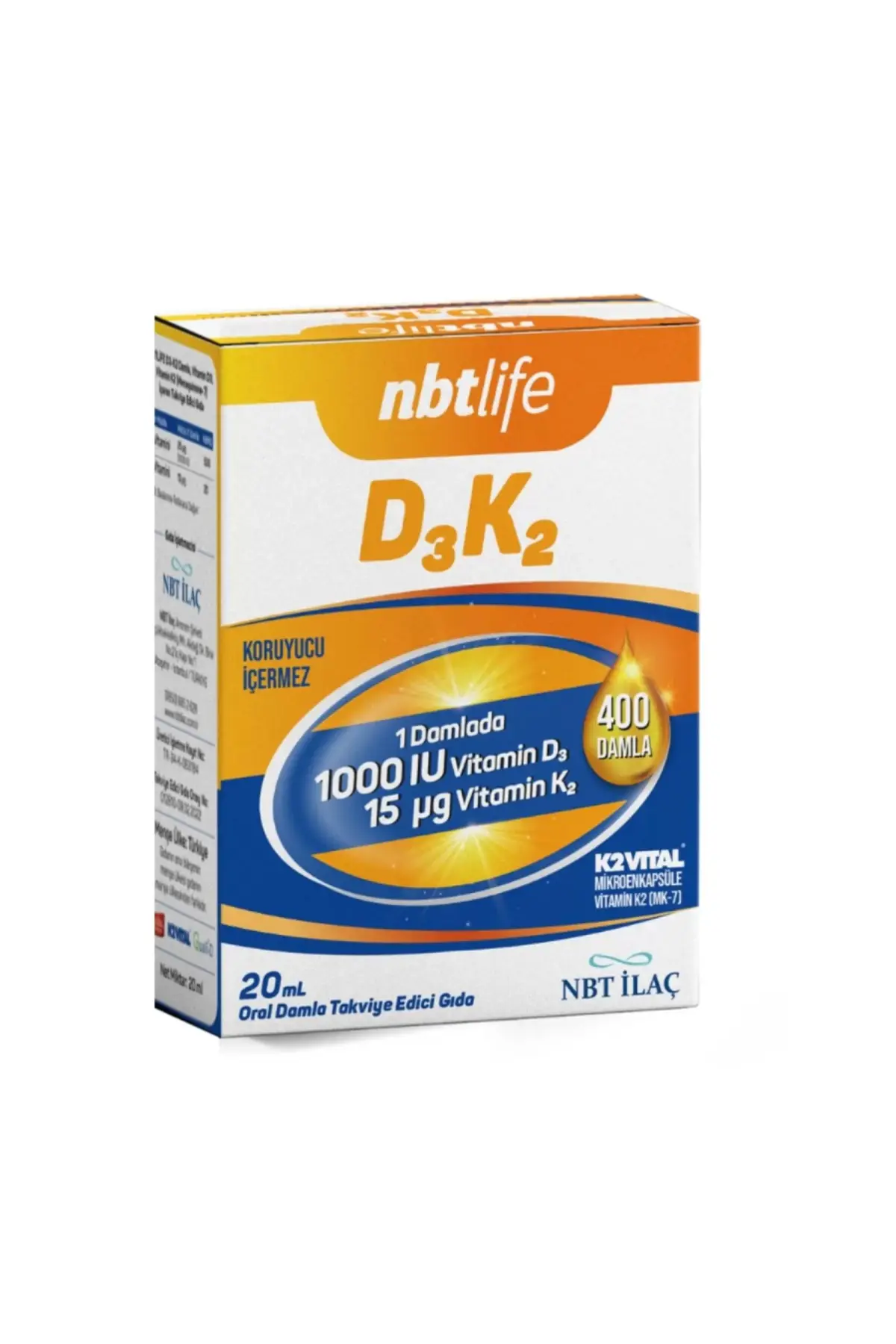 NBT Life D3K2 1000 IU Damla 20 ml
