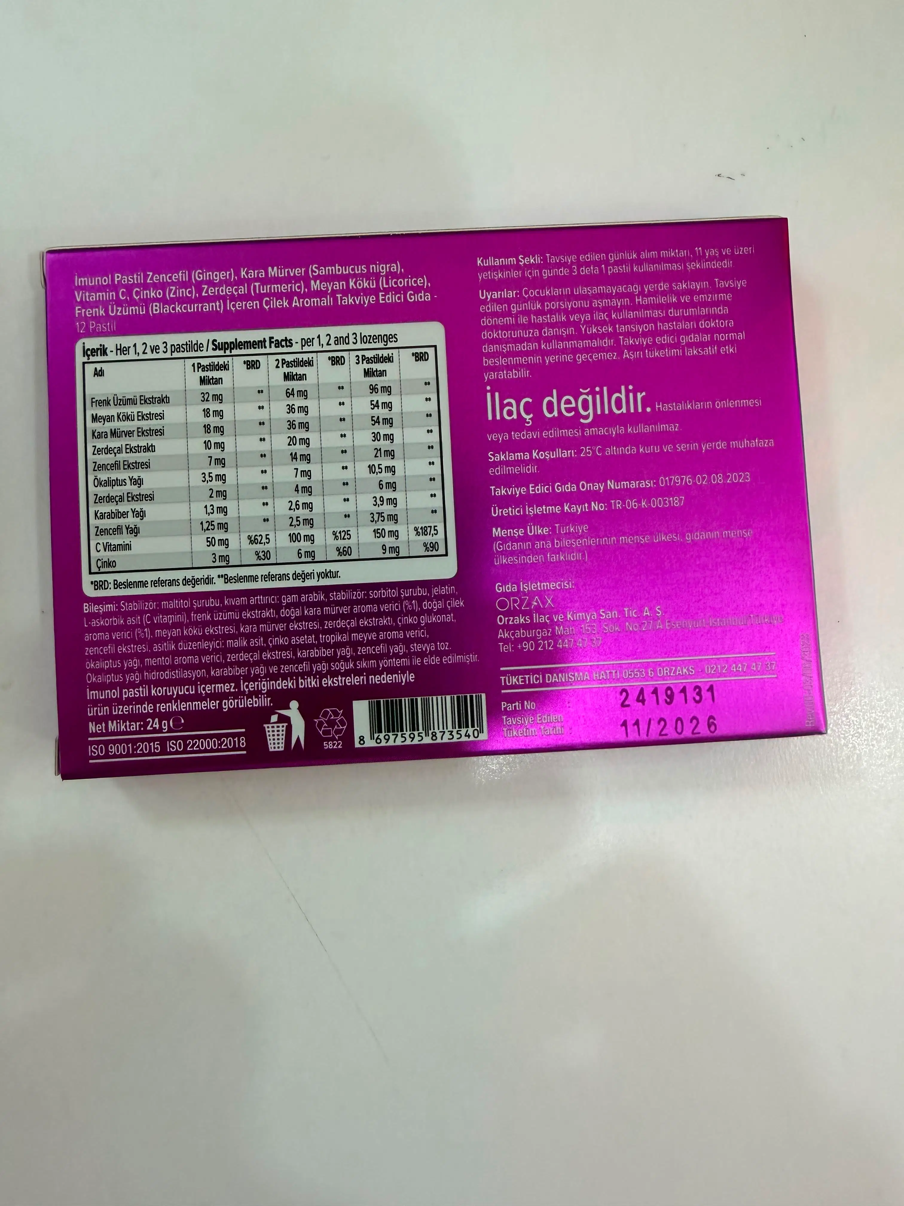 İmunol Karamürver & Çilek 12 Pastil