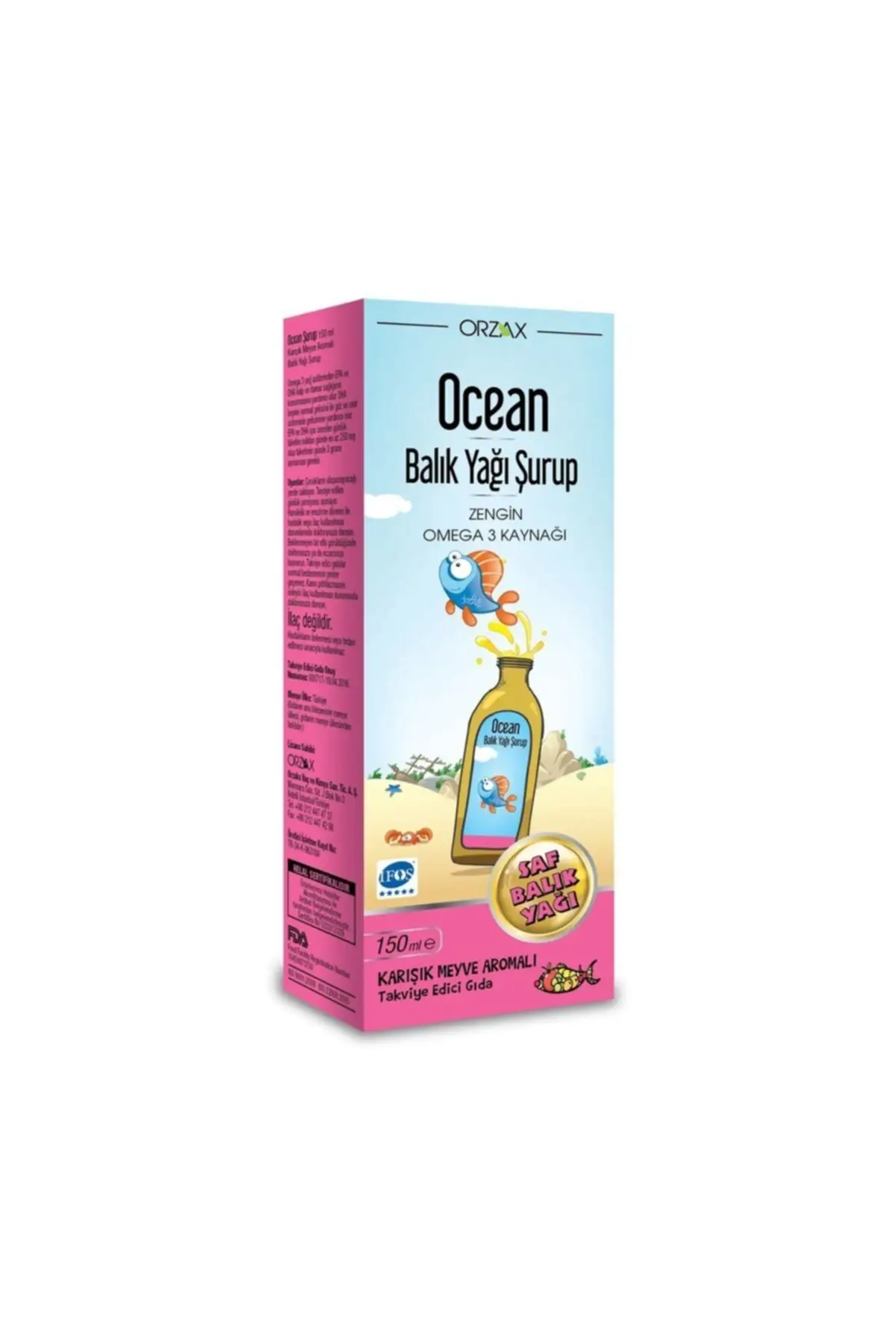 Ocean Tutti Frutti Karışık Meyve Aromalı Balık Yağı Şurup 150 ml