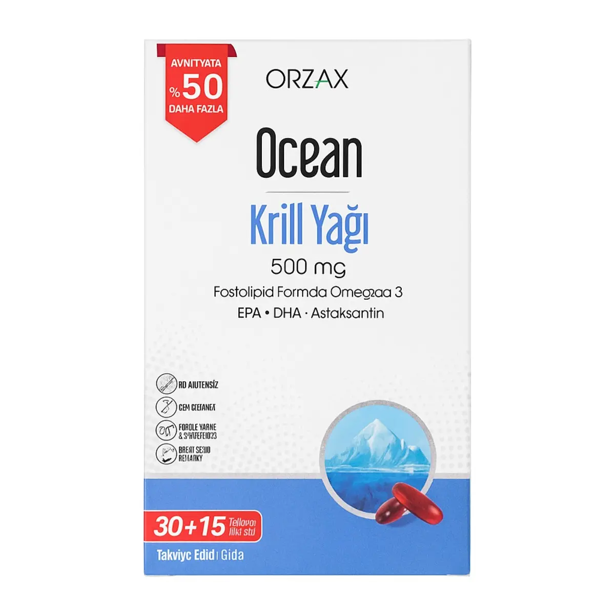 Ocean Krill Oil 500 mg 45 Kapsül